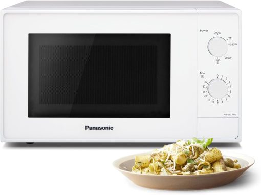 Panasonic NN-E20JWMEPG Microwave Oven with Glass Turntable, 20L, 800W, Defrost, 5 Power Levels, Timer, White