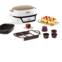 Tefal Smart Cake Machine, 5 Automatic Programs, Ideal Temperature and Time Adjustment, Non-Stick Aluminum Pan, 6 Creabake Muffin Tins, Cake Factory KD804910