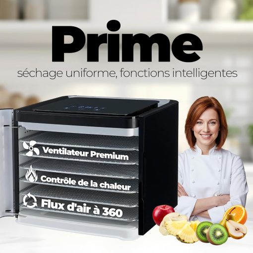 Nebula Déshydrateur Alimentaire | 6 Plateaux Acier Inoxydable | Contr?le Tactile LED | Température Réglable 35-70°C | Deshydrateur Fruits Et Légumes | Deshydratateur Alimentaire | 400W - Image 6
