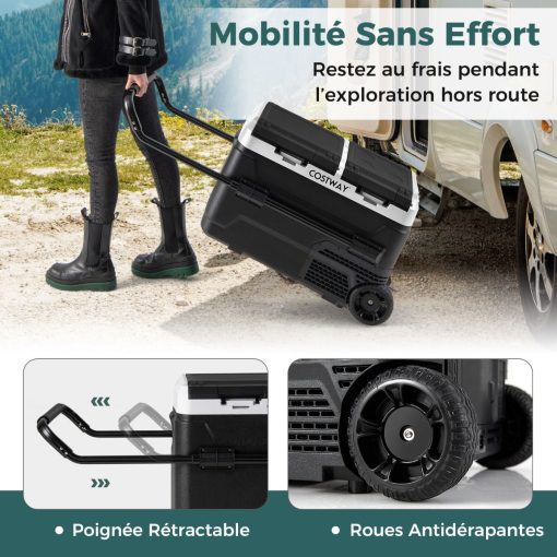 Glacière électrique Portable Double Zone 40L Réfrigérateur de Voiture 12 V à Compresseur -20℃?~?20℃ 12/24V CC et 100-240V CA Noir - Image 7