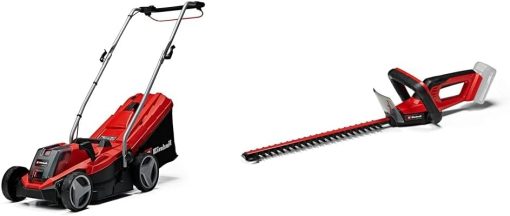 Einhell Tondeuse à gazon sans fil GE-CM 18/33 Li Kit Power X-Change (18V, Largeur de Coupe 33cm, Surface conseillée 200 m2) Livré avec Batterie 4,0 Ah et Chargeur