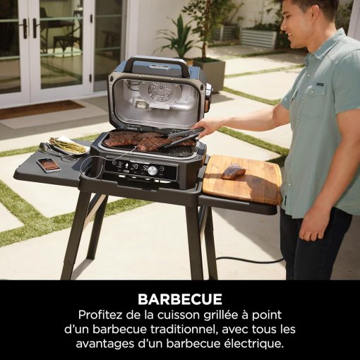 Ninja Woodfire Barbecue électrique et fumoir Pro XL avec thermomètre, barbecue et Air fryer d'extérieur 4-en-1 avec système Smart Cook et granulés Woodfire, portatif, gris/noir, OG850EU - Image 14