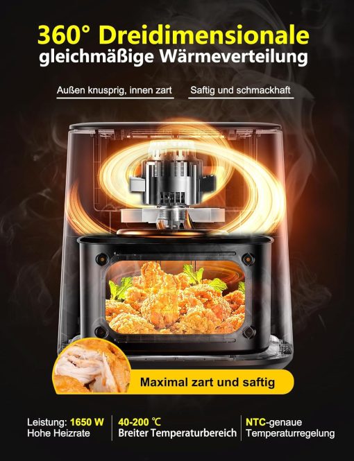 9L Dual Zone Air Fryer avec Fenêtre de Visualisation, Friteuse sans Huile avec 2 Tiroir, 9-in-1 Programmes de Cuisson, écran Tactile, Fonction Rendez-vous, Faible en Grasses, Va au Lave-vaisselle - Image 6