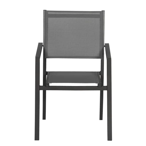 Lot de 8 chaises en aluminium anthracite - textilène gris Happy Garden - Image 3