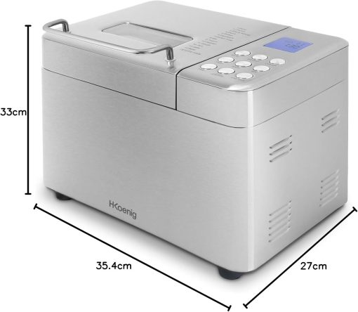 H.Koenig BAKE440 Bread Machine, 15 Programmes, 3 Bread Sizes, Up to 1 kg of Bread, Start Preselection/Keep Warm Function, Cereal Dispenser, Removable Container, Non-Stick Coating, LCD Display, 600 W - Image 8