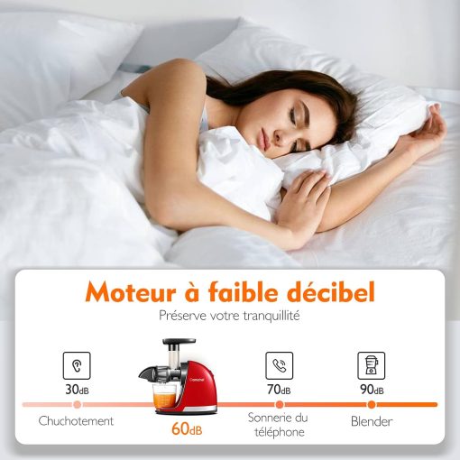 AMZCHEF Extracteur Jus - Extracteur de Jus de Fruits et Légumes - Presses-agrumes à Froid sans BPA avec 2 Tasses et Brosse - Fonction de Mastication Inversée pour éviter les Blocages - Argent - Image 31