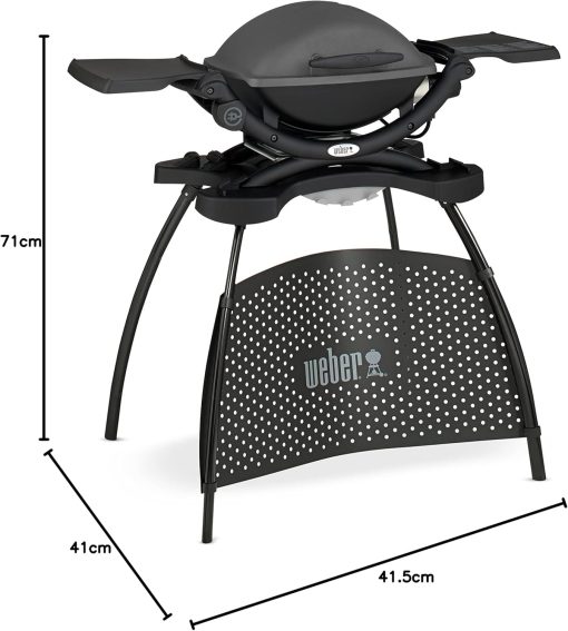 Weber Q1400 Barbecue électrique avec support, surface de cuisson 43 x 32 cm, nomade, grille en fonte émaillée divisée en 2 parties, couvercle et cuve en fonte d'aluminium - Gris foncé (52020853) - Image 24