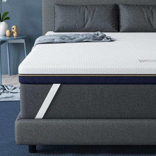 BedStory Mattress Topper 160 x 200 cm, Thickness 10 cm, Memory Foam Mattress Topper 160 x 200 cm Gel Infused Ergonomic Mattress Topper, High Density Ventilation, Hypoallergenic Washable Cover