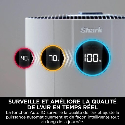 Shark NeverChange jusqu'à 5 ans Purificateur d'air MAX intérieur, Couvre 130m2, Filtre HEPA 5 ans, Capture 99,97% allergènes, Mode automatique, Silencieux, LED, Blanc HP300EU - Image 7
