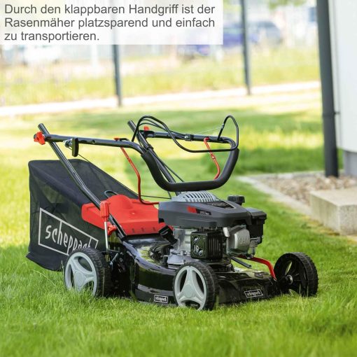 Scheppach Tondeuse à Gazon Thermique MS150-42 | Autotractée - 3,7 CV | Largeur de Coupe 42cm | Raccord Rapide de Nettoyage | Panier 45L | Hauteur - 7 Niveaux | Lame supp. + Huile Incluse - Image 10
