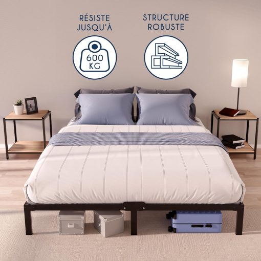 Dreamzie Cadre de Lit 160x200 avec Sommier - Sommier 160x200 avec Pieds - Hauteur de 35 cm - Structure Solide, Assemblage Facile et Espace de Rangement - Image 19