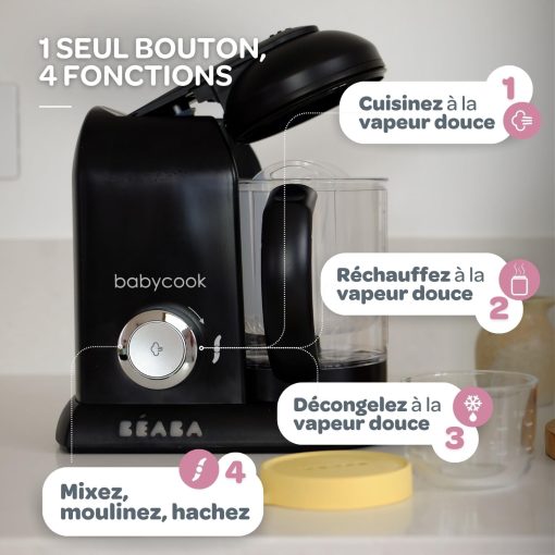 BéABA, Babycook Solo, Robot Bébé 4 en 1 Mixeur-Cuiseur, Cuisson Vapeur, Diversification alimentaire, Petits pots bébé maison, Noir - Image 26