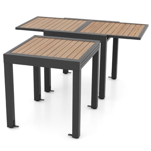 Table de Jardin Extensible en Aluminium Ajustable de 80 à 160 CM Table à Manger Extérieure Rectangulaire pour 4-6 Personnes Naturel - Image 4