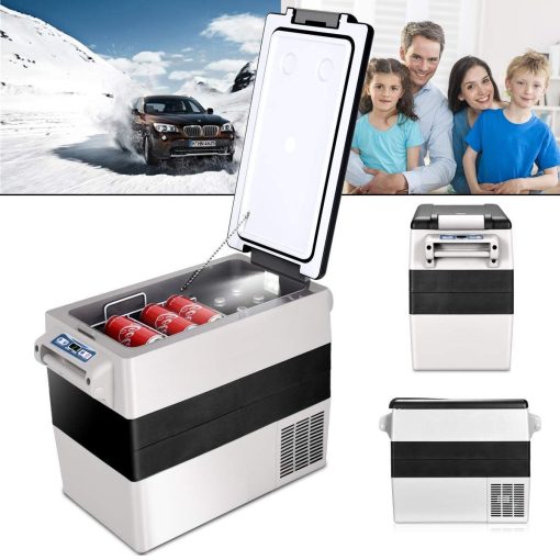 Réfrigérateur 52l de Voiture -20℃/+10℃ Mini Réfrigérateur Portable Ecran Lcd Adaptateur 69x34,5x52,5cm Noir+Gris - Image 6