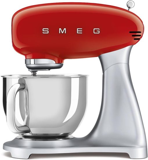 Smeg, Robot Patissier SMF02BLEU, 10 Niveaux de Vitesse, Fonction Mise en Marche Progressive, Bol 4,8 L, Verrouillage Moteur de Sécurité, Batteur Plat, Crochet et Couvercle Fournis, 800W, Noir