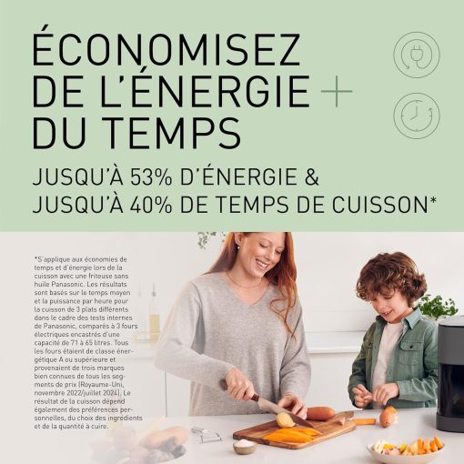 Panasonic NF-CC500SXE AirFryer Friteuse sans huile avec Hublot, 5L, 80-200°C, Minuterie Numérique et écran LCD, Vapeur Douce, 11 Préréglages, Nettoyage Facile, Gris Mat - Image 7