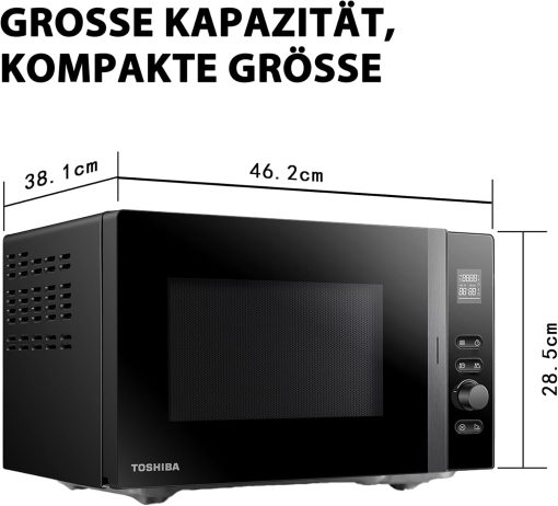 Toshiba Micro-ondes 20L MV-AM20T(BK), 800W, 12 Menu automatique, 5 Niveaux de Puissance, Ampoule LED, Plateau tournant amovible, Dégivrage facile, Noir - Image 8