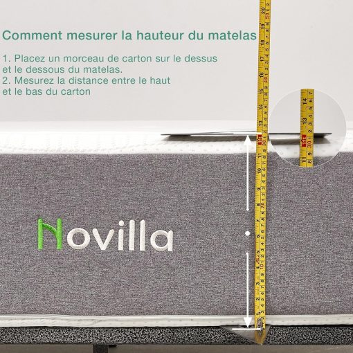 Novilla Matelas en Mousse 140x190, Matelas Amovible à 7 Zones de Confort, Réversible été/Hiver, Respirable, Hauteur 18 cm - Image 10