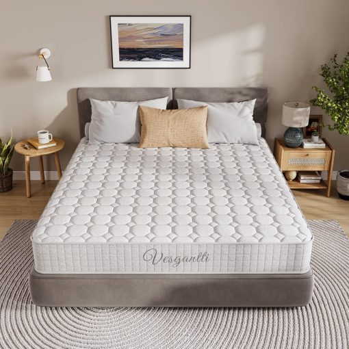 Vesgantti Matelas hybride européen 80 x 200 cm avec mousse à mémoire de forme respirante et ressorts ensachés individuels, fermeté moyenne, blanc - Image 4