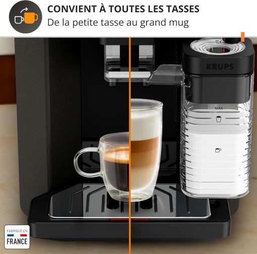 Krups Sensation C50, Machine à café grains, machine expresso, 5 boissons accès direct, Interface tactile, Facile à utiliser, Nettoyage automatique, Buse vapeur Cappuccino, Fabriqué en France EA910810 - Image 8