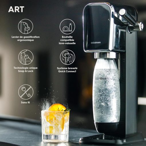 SodaStream ART Sparkling Water and Soda Machine | Pack of 1 Bottle 1 L + 1 Bottle 0.5 L Dishwasher Safe + 1 60L Gas Refill Clip On | Black [Amazon Exclusive] - Image 16