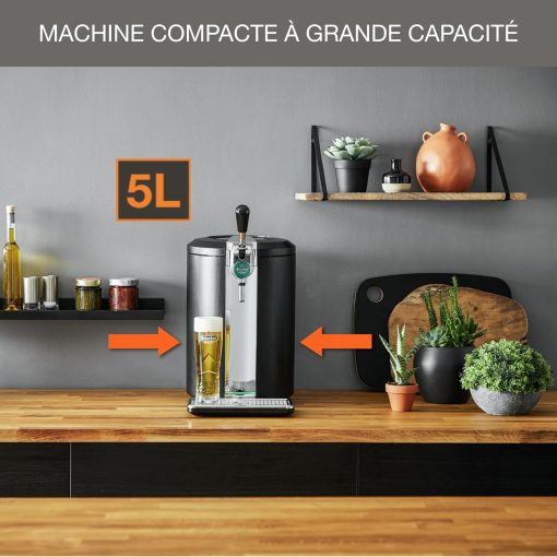 Krups Beertender Machine bière pression, F?ts de 5 L, Marques du groupe Heineken, Témoin lumineux, Température et mousse parfaites, Bière fra?che, Installation facile, Compact noire VB450E10 - Image 13