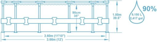 Bestway Power Steel Deluxe Piscine tubulaire ronde avec cadre en acier solide Kit complet Aspect rotin 366 x 100 cm, Marron - Image 9