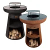Barbecue rond avec plaque ronde en acier et grille en acier corten