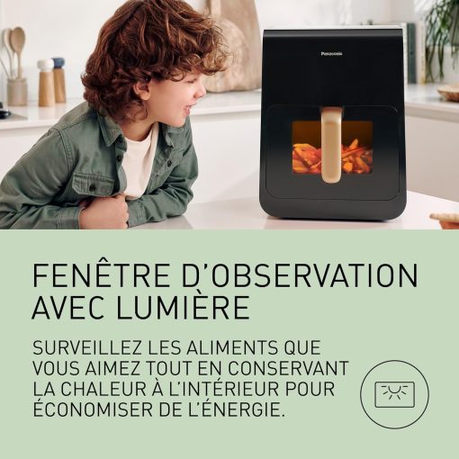 Panasonic NF-CC500SXE AirFryer Friteuse sans huile avec Hublot, 5L, 80-200°C, Minuterie Numérique et écran LCD, Vapeur Douce, 11 Préréglages, Nettoyage Facile, Gris Mat - Image 5