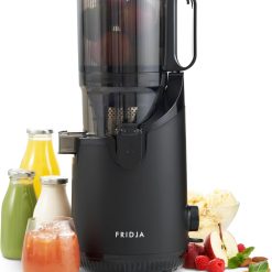 Slow Chewing, Slow Juicer, Fresh and Healthy Juice, Sorbet, Ice Cream, Mouth 75 mm, BPA Free, 240 Watts, Cold Pressure, Stainless Steel Black Fridja f1900