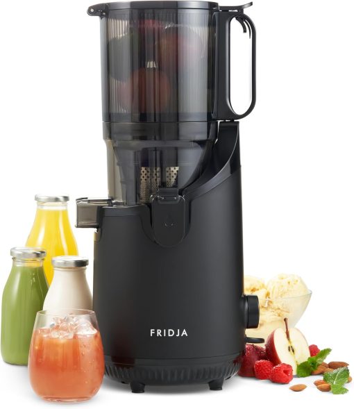 Slow Chewing, Slow Juicer, Fresh and Healthy Juice, Sorbet, Ice Cream, Mouth 75 mm, BPA Free, 240 Watts, Cold Pressure, Stainless Steel Black Fridja f1900