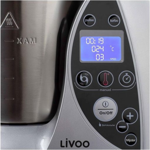 Livoo - Robot culinaire chauffant DOP142G - 12 fonctions, 3L, 12 niveaux de puissance, minuterie 60 min, 20°C à 120°C - Image 5