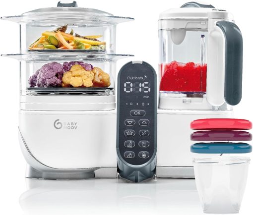 Babymoov Nutribaby(+), Robot Cuiseur Bébé Multifonctions 6 en 1, Cuiseur Vapeur Mixeur, Grande Capacité 2,2L, Petits Pots Bébé Faits Maison, Idéal Diversification Alimentaire, Gris - Image 6