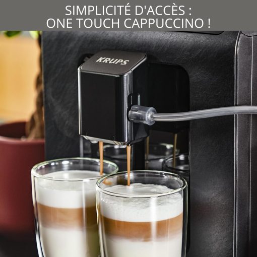 Krups Machine à café grains automatique, 2 boissons simultanées, 8 boissons préréglées, Entretien facile, Plastique recyclé et recyclable, Fabriqué en France, Evidence Eco-Design EA897B10 - Image 5