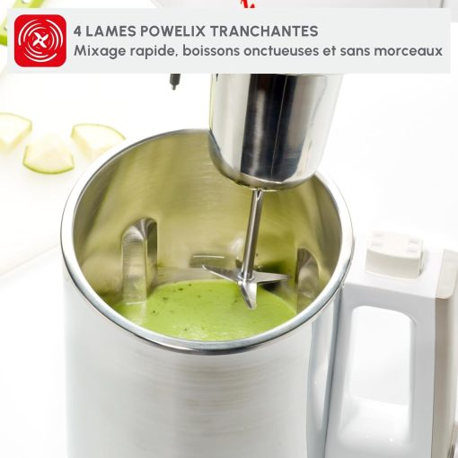 Moulinex Blender chauffant, Mixeur soupe, Puissance 1000 W, Capacité 1,2 L, 5 programmes automatiques, Double paroi, Maintien au chaud 40 min, Livret recettes, Easy Soup, Inox LM841B10 - Image 7