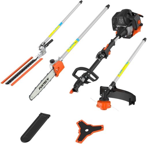 Fuxtec Débroussailleuse Thermique Multifonction 5 en 1 Multitool FX-MT152E - Easy Starter 3CV 52 cm3, Moteur 2 Temps, élagueuse Taille Haie Coupe Bordure Avec Fil ou Lame 1 Mètre Rallonge