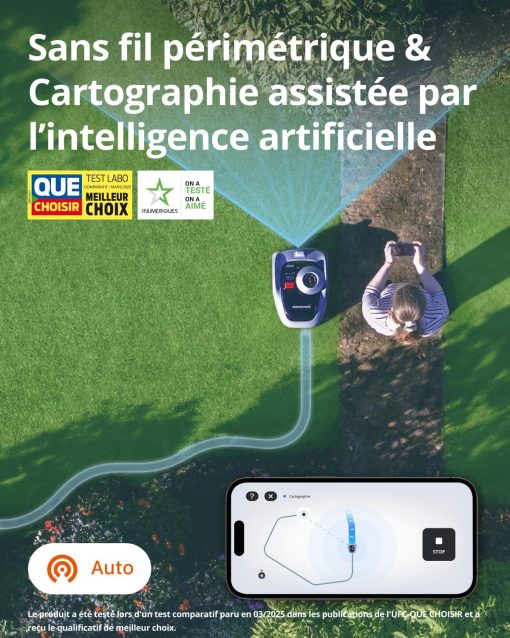 Navimow i105E Robot Tondeuse sans Fil périphérique, Recommandé 500 m2, Max. 600 m2, RTK+Vision Tondeuse Robot Gazon, IA cartographie Automatique, Limite virtuelle, Gestion multizone - Image 2