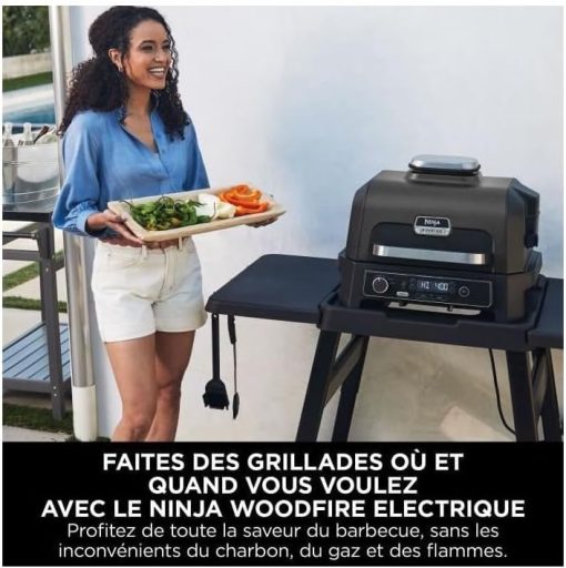 Ninja Woodfire Barbecue électrique et fumoir Pro XL avec thermomètre, barbecue et Air fryer d'extérieur 4-en-1 avec système Smart Cook et granulés Woodfire, portatif, gris/noir, OG850EU - Image 38