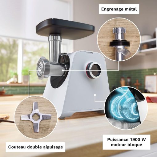 Bosch ProPower MFW67440 Hachoir à viande polyvalent – Jusqu'à 3,5 kilos de viande par minute – Puissance de 700 W, Noir - Image 7
