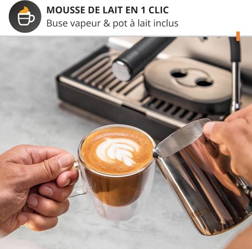 Krups Virtuoso+, Machine expresso, Machine a cafe à pompe, expresso machine a cafe moulu ou dosettes, 15 bars, Inox, Buse vapeur, Espresso et cappuccino, XP444G10 - Image 9