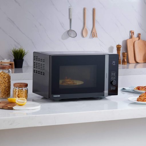Toshiba Micro-ondes 20L MV-AM20T(BK), 800W, 12 Menu automatique, 5 Niveaux de Puissance, Ampoule LED, Plateau tournant amovible, Dégivrage facile, Noir - Image 2