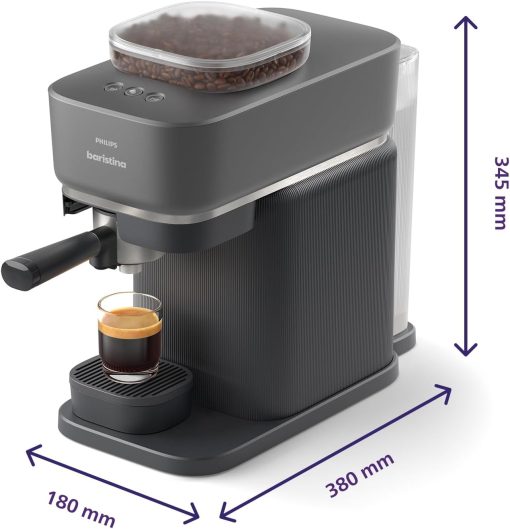 Philips Baristina Machine à expresso - Un véritable expresso, en toute simplicité - Compacte - 16 bars de pression - Broyeur intégré - Machine blanche avec porte-filtre blanc (BAR300/00) - Image 31
