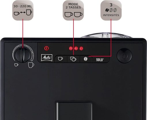 Melitta Caffeo Solo Noir Pure Black, Machine à Café à Grains avec Broyeur et Système d'Extraction des Ar?mes, Affichage LED, Mode 1 à 2 Tasses, Cafetière Expresso, Automatique, E950-222, 1400W - Image 11