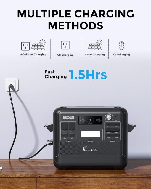 FOSSiBOT F2400 Station électrique portable CA 2400W (4800W Pic), Station Silencieux Solaire 2048Wh LiFePO4, Groupe Générateur électrique Onduleur Alimentation de Secours à Domicile Camping - Image 10