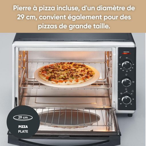 SEVERIN Mini-Four à chaleur tournante 42 L avec pierre à pizza et tournebroche, Four posable 1 800 W design élégant, électrique avec minuteur 120 min, Noir/Inox, TO 2058 - Image 15