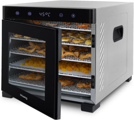 H.Koenig Déshydrateur Alimentaire de nourriture DSY900, pour Fruits, Légumes, Herbes, 6 Plateaux à Séchage amovibles, Thermostat variable de 35° à 70°C, Ecran LCD tactile, 650 W - Image 5
