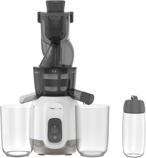 Moulinex Juice & Clean ZU420E10 Fruit and Vegetable Juice Extractor, Vitamin Juice, Press, 150 W, 42 to 83 RPM, Fresh Fruit Juice, Jam, Grout, Sorbet, Automatic Cleaning