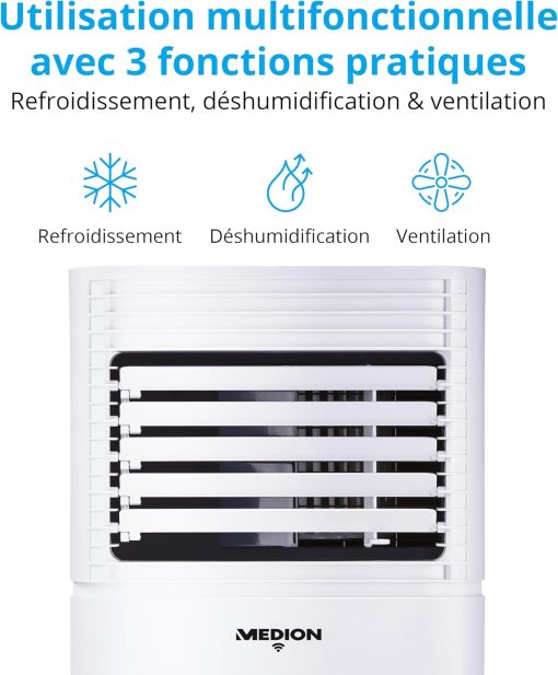 MEDION Smart Climatiseur Mobile P1002 (10000 BTU, 3-en-1, Refroidir, Déshumidification, Ventilation, jusqu'à 34m2, kit de joint de fenêtre, mode sommeil, contr?le Wifi, Télécommande, écran, MD 37733) - Image 19