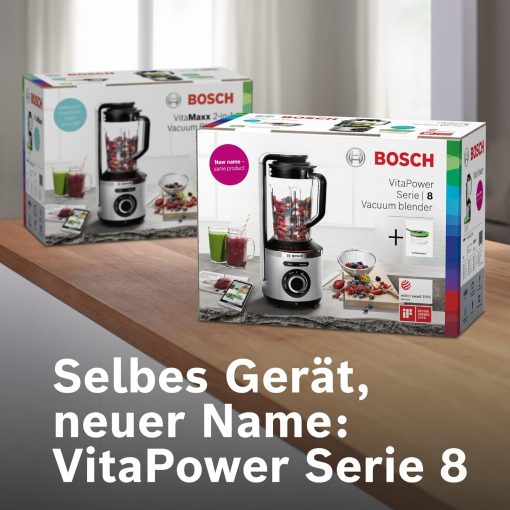 Bosch Electroménager - MMBV622M Blender sous vide VitaPower Série 8 – Grande préservation des vitamines – Gourde to go avec valve sous-vide – 1,5 L – 1000W - Argent/Noir - Image 6