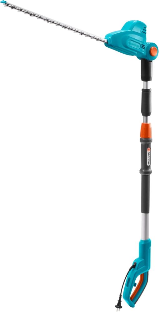 Taille-haies sur perche THS 500/48 sans batterie de Gardena : taille-haies 500 W, 3,5 m de portée, tête inclinable et manche télescopique, lame de 48 cm, butée de protection (8883-20)